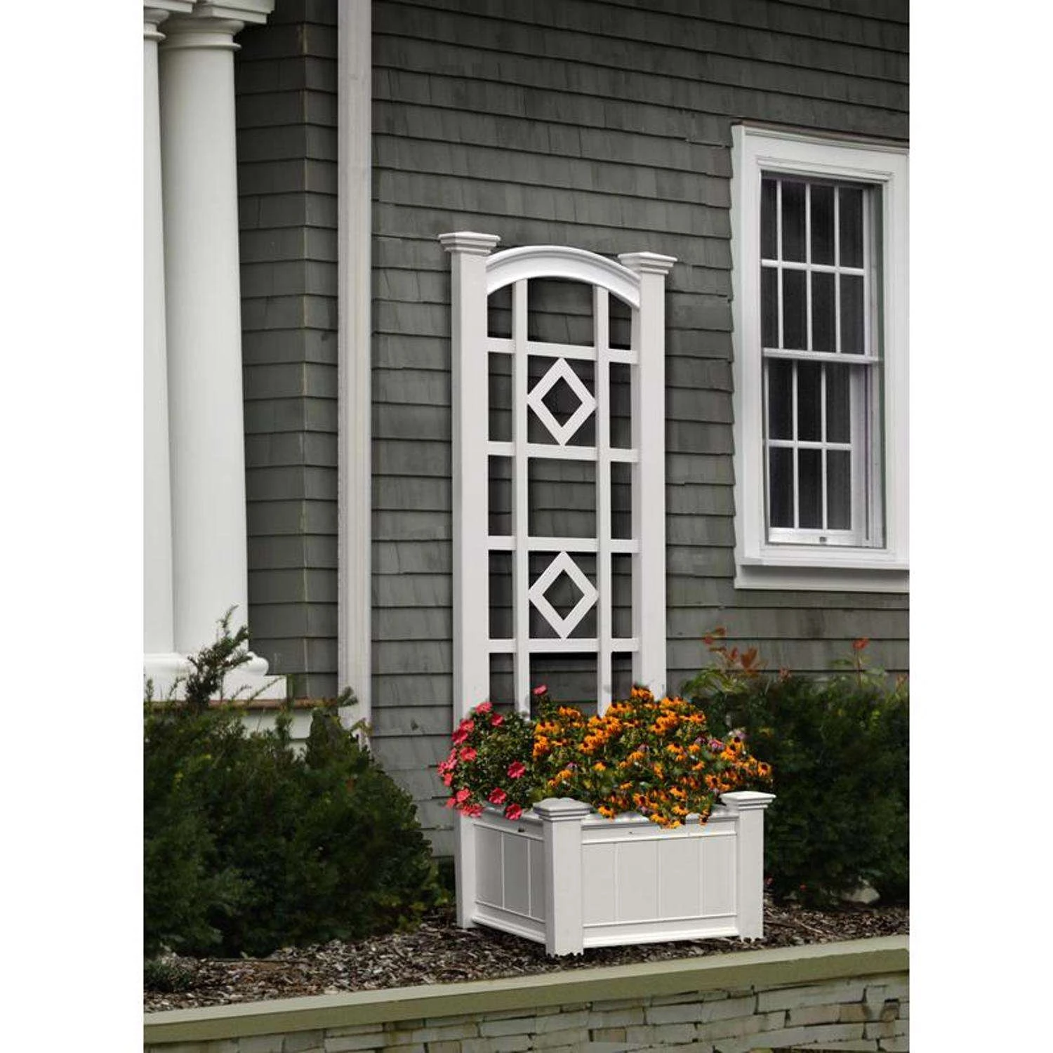 Vita Milan 59.25 In. H White Vinyl Garden Trellis 4 Vita Milan 59.25 In. H White Vinyl Garden Trellis - Image 2