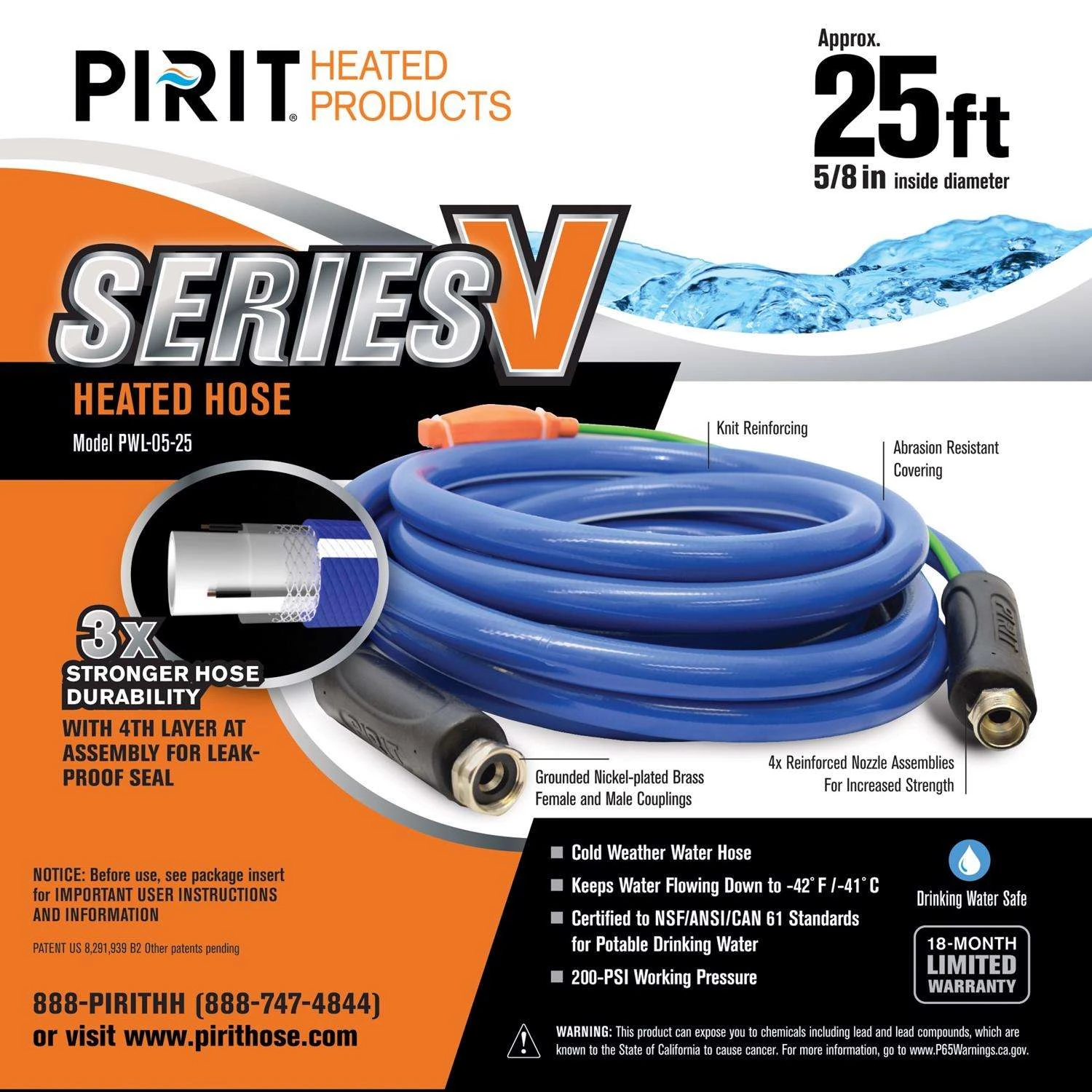 Pirit Series V 5/8 In. D X 25 Ft. L Medium Duty Heated Hose 3 Pirit Series V 5/8 In. D X 25 Ft. L Medium Duty Heated Hose