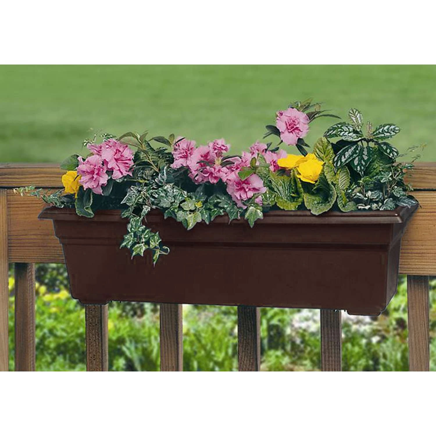 Novelty 6.4 In. H X 35.8 In. W X 8 In. D Plastic Countryside Flowerbox Flower Box Brown 8 Novelty 6.4 In. H X 35.8 In. W X 8 In. D Plastic Countryside Flowerbox Flower Box Brown - Image 6