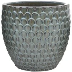 Deroma 8.08 In. H X 9 In. D Ceramic Ganau Planter Green