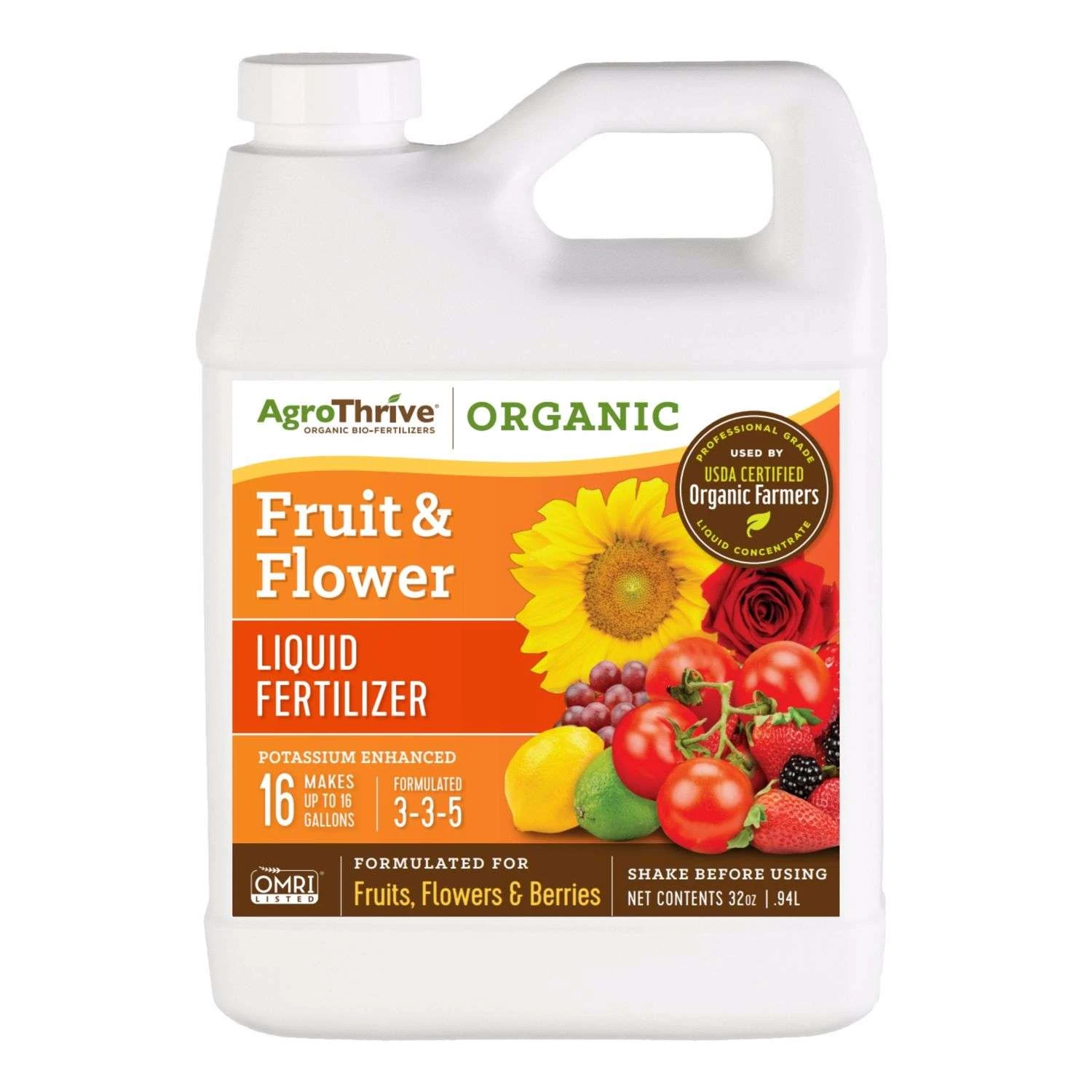AgroThrive Organic Flowers/Fruits/Vegetables 3-3-5 Fertilizer 32 Oz 3 AgroThrive Organic Flowers/Fruits/Vegetables 3-3-5 Fertilizer 32 Oz