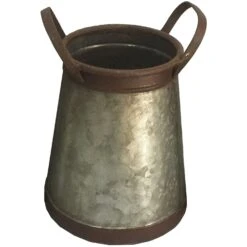 Avera Products 10.5 In. H X 8 In. D Galvanized Metal Cone Bucket Planter Gray