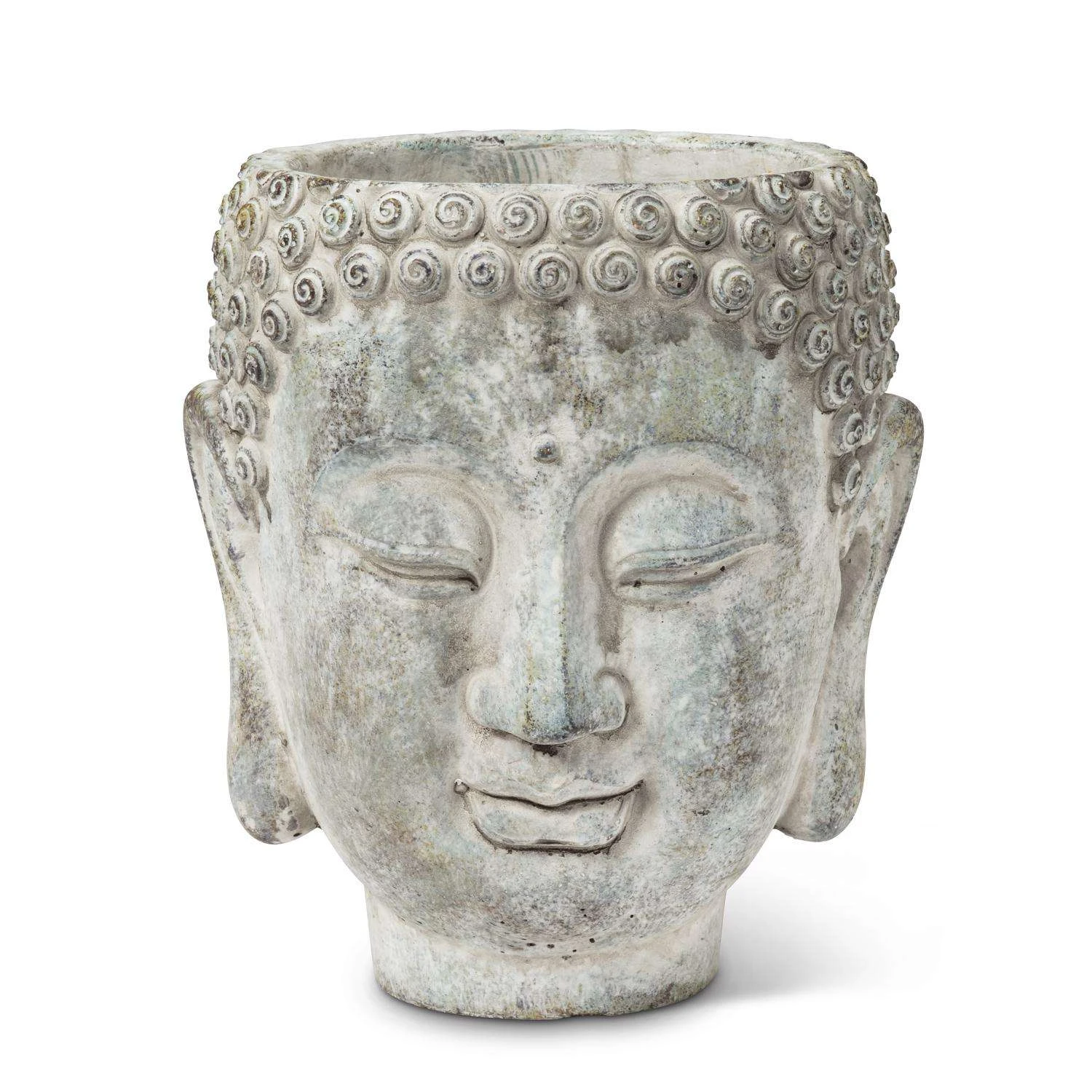 Abbott 7 In. H Cement Buddha Head Planter Gray 3 Abbott 7 In. H Cement Buddha Head Planter Gray