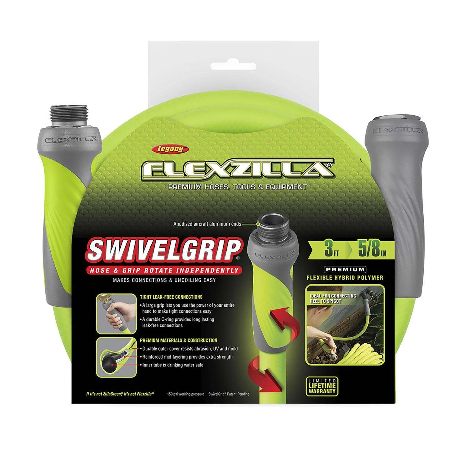 Legacy Flexzilla SwivelGrip 5/8 In. D X 3 Ft. L Garden Hose 4 Legacy Flexzilla SwivelGrip 5/8 In. D X 3 Ft. L Garden Hose - Image 2