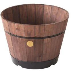 VegTrug 13.38 In. H X 18 In. D Cedar Barrel Brown