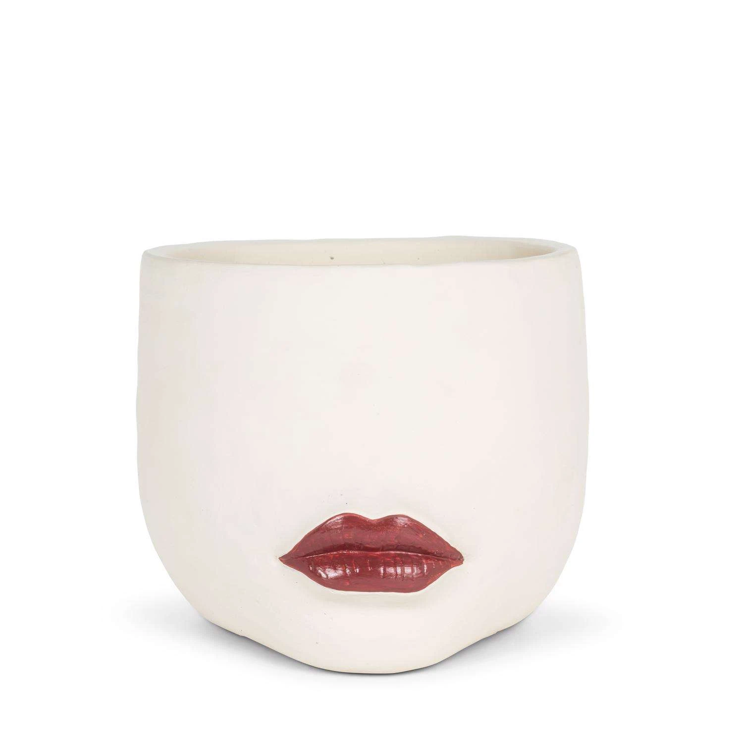 Abbott 7.5 In. D Cement Lip Planter Red/White 3 Abbott 7.5 In. D Cement Lip Planter Red/White