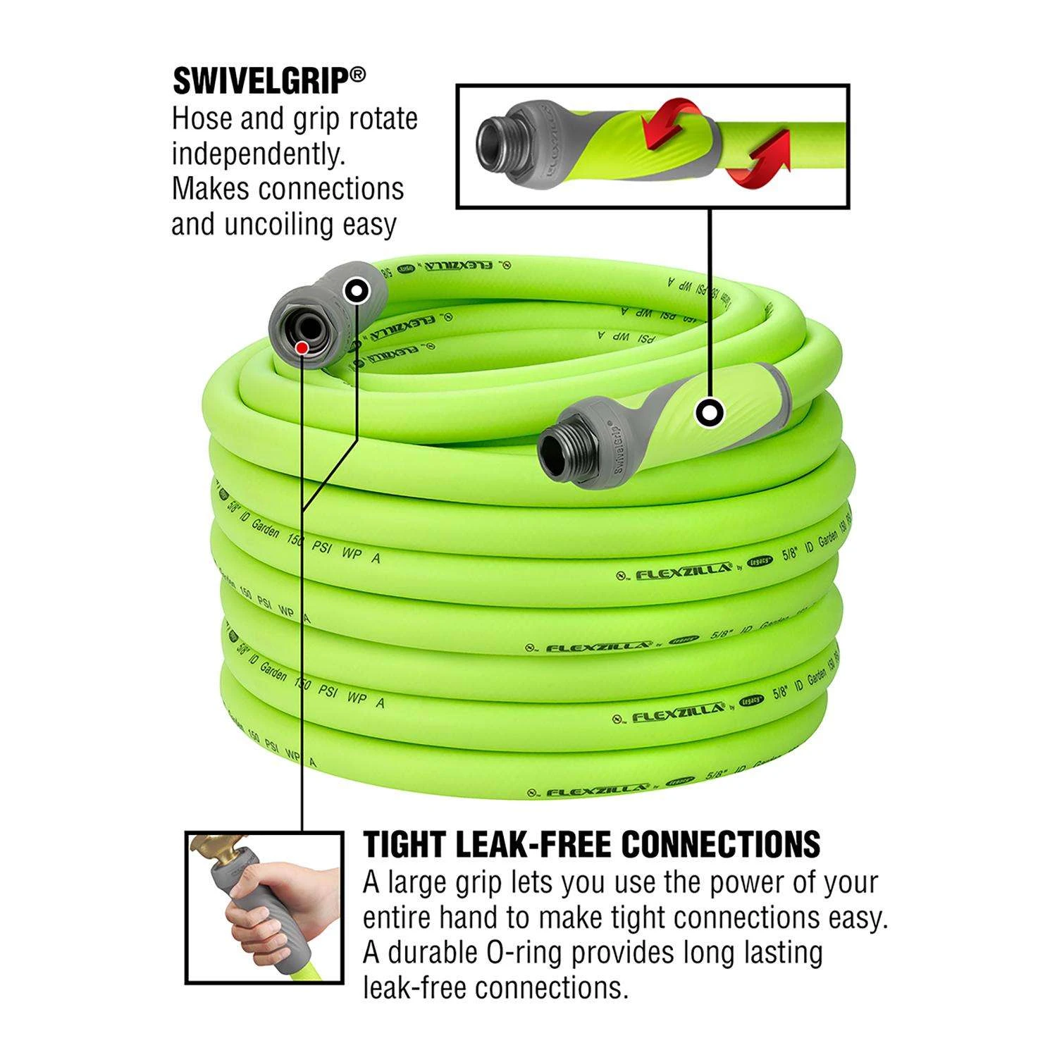 Legacy Flexzilla SwivelGrip 5/8 In. D X 100 Ft. L Garden Hose 7 Legacy Flexzilla SwivelGrip 5/8 In. D X 100 Ft. L Garden Hose - Image 5
