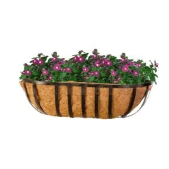 Panacea 24 In. W Steel English Wide Band Deck Rail Planter Black