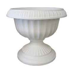 Bloem 14.8 In. H X 17.8 In. D Plastic Grecian Urn Flower Pot White