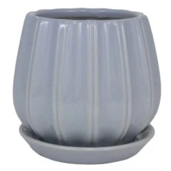 Trendspot Contour 5.5 In. H X 5.9 In. W X 5.9 In. D X 6 In. D Ceramic Planter Light Blue