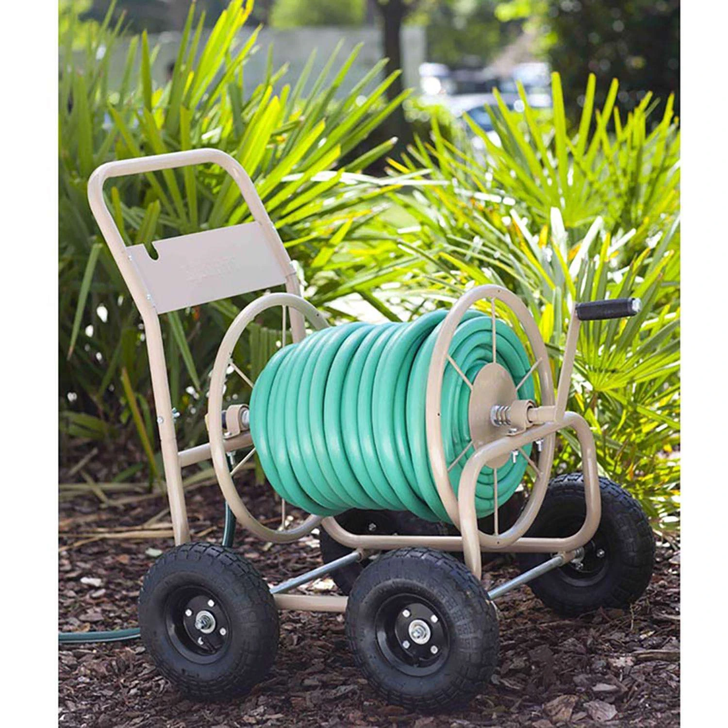 Liberty Garden 300 Ft. Beige Wheeled Hose Reel Cart 4 Liberty Garden 300 Ft. Beige Wheeled Hose Reel Cart - Image 2