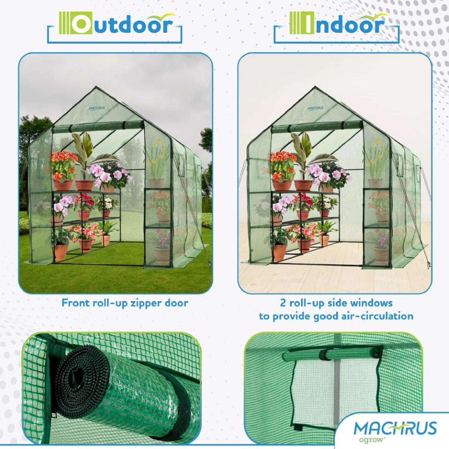 OGrow Green 83 In. H X 67 In. W Walk-In Greenhouse 8 OGrow Green 83 In. H X 67 In. W Walk-In Greenhouse - Image 6