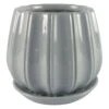 Trendspot Contour 7.28 In. H X 8 In. W X 8 In. D X 8 In. D Ceramic Planter Gray
