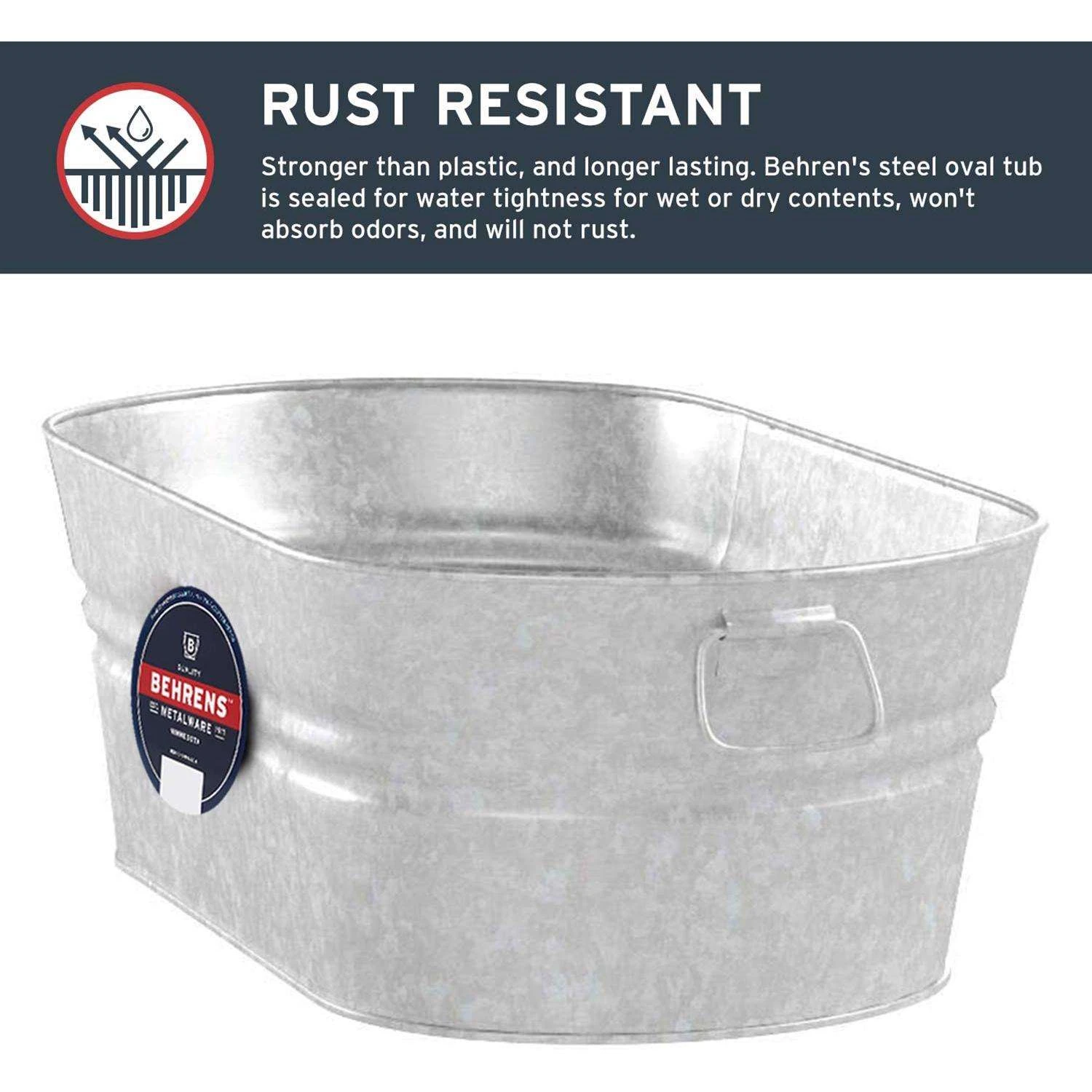 Behrens 4 Gal Steel Tub Oval 6 Behrens 4 Gal Steel Tub Oval - Image 4