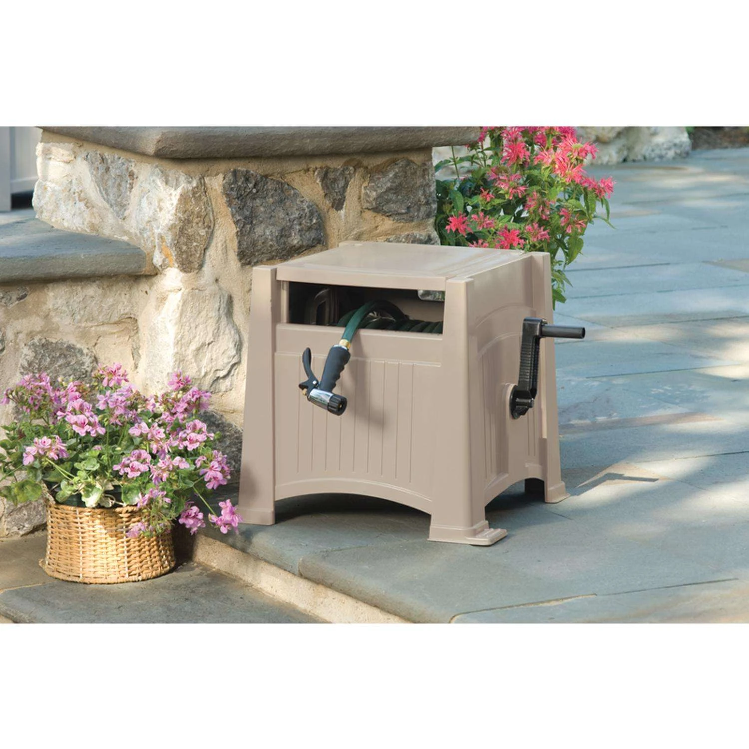 Suncast 165 Ft. Taupe Retractable Free Standing Hideaway Hose Reel 4 Suncast 165 Ft. Taupe Retractable Free Standing Hideaway Hose Reel - Image 2