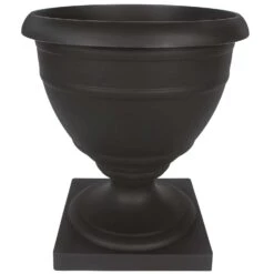 HC Companies 13.66 In. H X 12 In. D Plastic Olympia Urn Planter Black