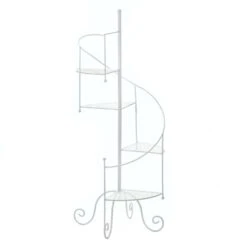 Summerfield Terrace Stairway 39 In. H White Iron Plant Stand