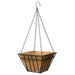 Panacea 9 In. H X 14 In. W X 14 In. D Steel English Wide Band Hanging Basket Black