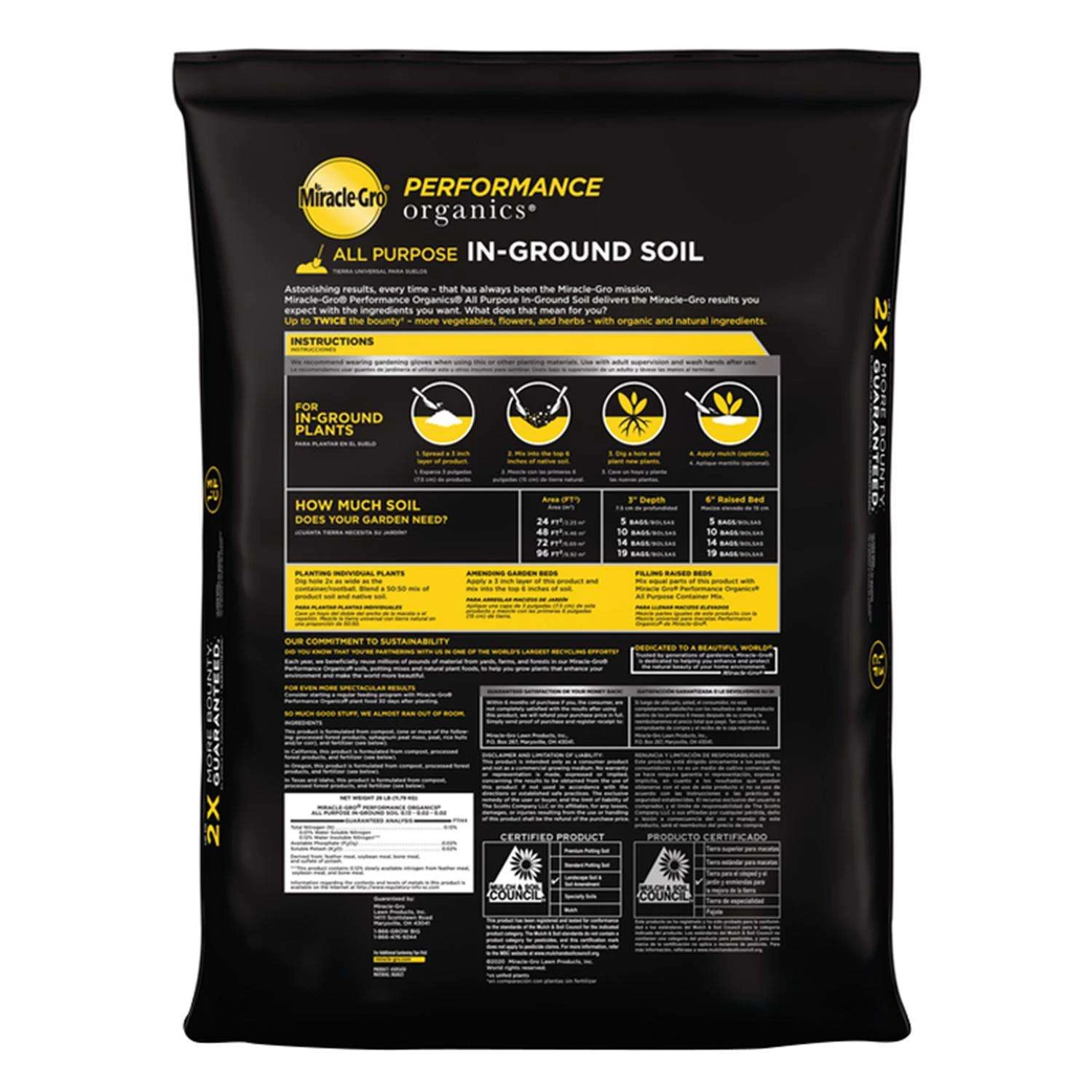 Miracle-Gro Performance Organics Organic All Purpose In-Ground Soil 1.3 Cu Ft 8 Miracle-Gro Performance Organics Organic All Purpose In-Ground Soil 1.3 Cu Ft - Image 6