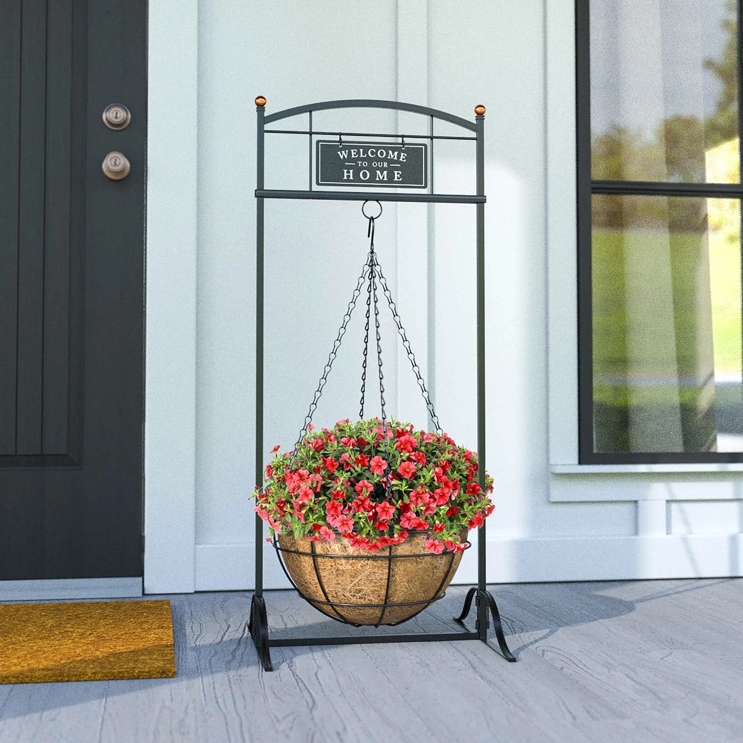 Panacea 40 In. H Black Steel Hanging Basket Stand 3 Panacea 40 In. H Black Steel Hanging Basket Stand