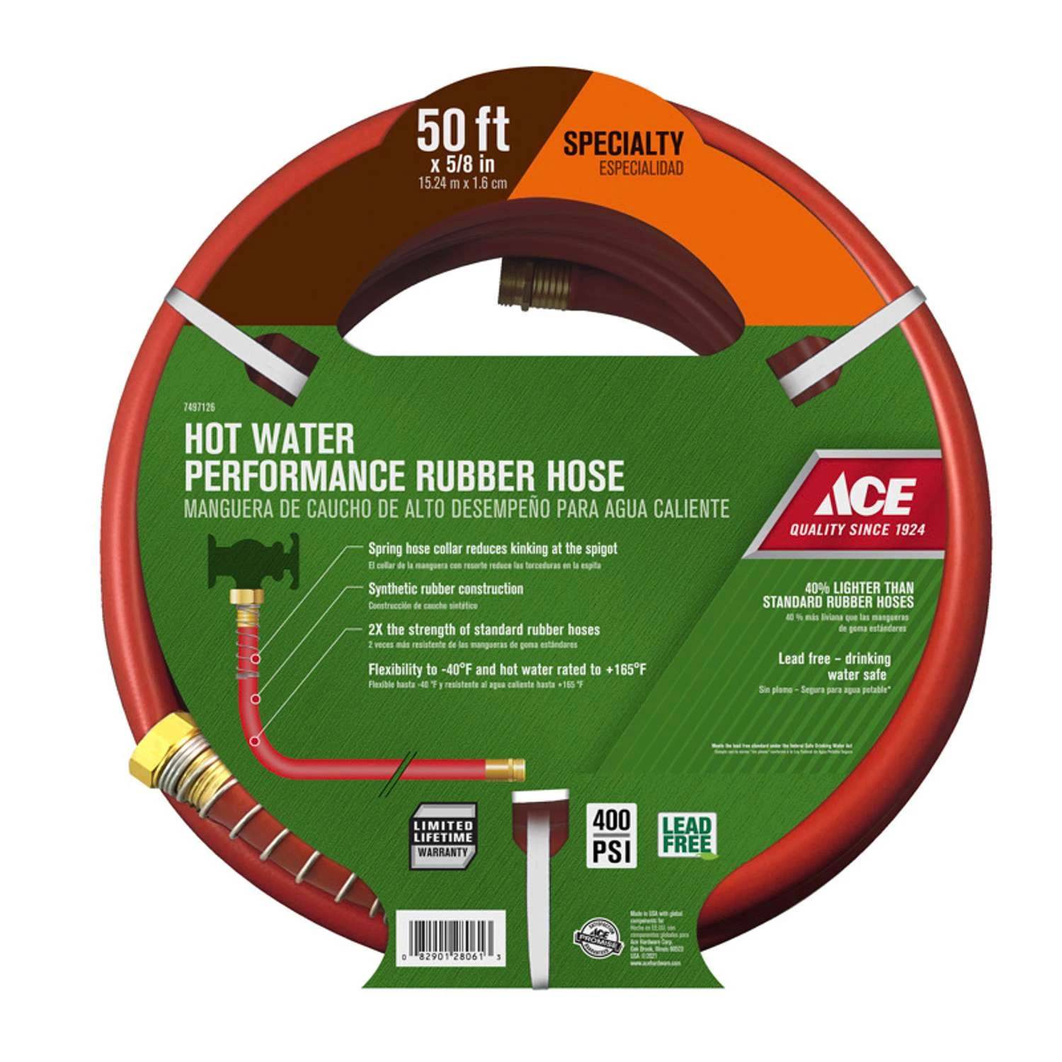 Ace 5/8 In. D X 50 Ft. L Heavy Duty Premium Grade Hot Water Hose 3 Ace 5/8 In. D X 50 Ft. L Heavy Duty Premium Grade Hot Water Hose