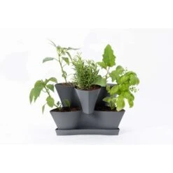 Bloem Collins 10.6 In. H X 16 In. W X 14.5 In. D Resin 2 Level Planter Charcoal