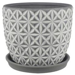 Trendspot Tribeca 7.3 In. H X 8.3 In. W X 8.3 In. D X 8 In. D Ceramic Planter Charcoal