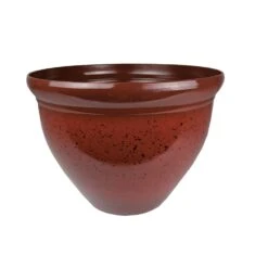 HC Companies Pizzazz 8.88 In. H X 12 In. D Polyresin Glaze Planter Warm Red