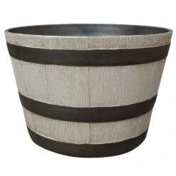 Southern Patio 9.21 In. H X 15.5 In. D Resin Whiskey Barrel Planter Birch