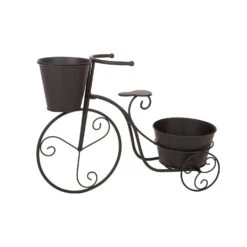 Glitzhome 20.75 In. H X 20 In. W X 7.25 In. D Metal Bicycle Garden Planter Black