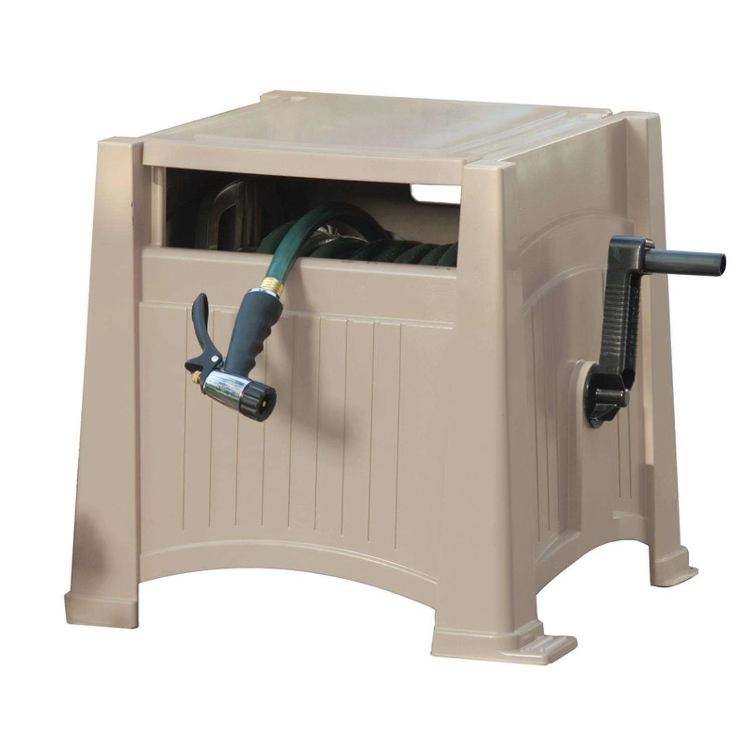 Suncast 165 Ft. Taupe Retractable Free Standing Hideaway Hose Reel 3 Suncast 165 Ft. Taupe Retractable Free Standing Hideaway Hose Reel