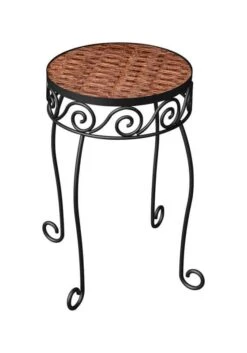 Panacea 16-1/2 In. H Brown Steel/Wicker Plant Stand