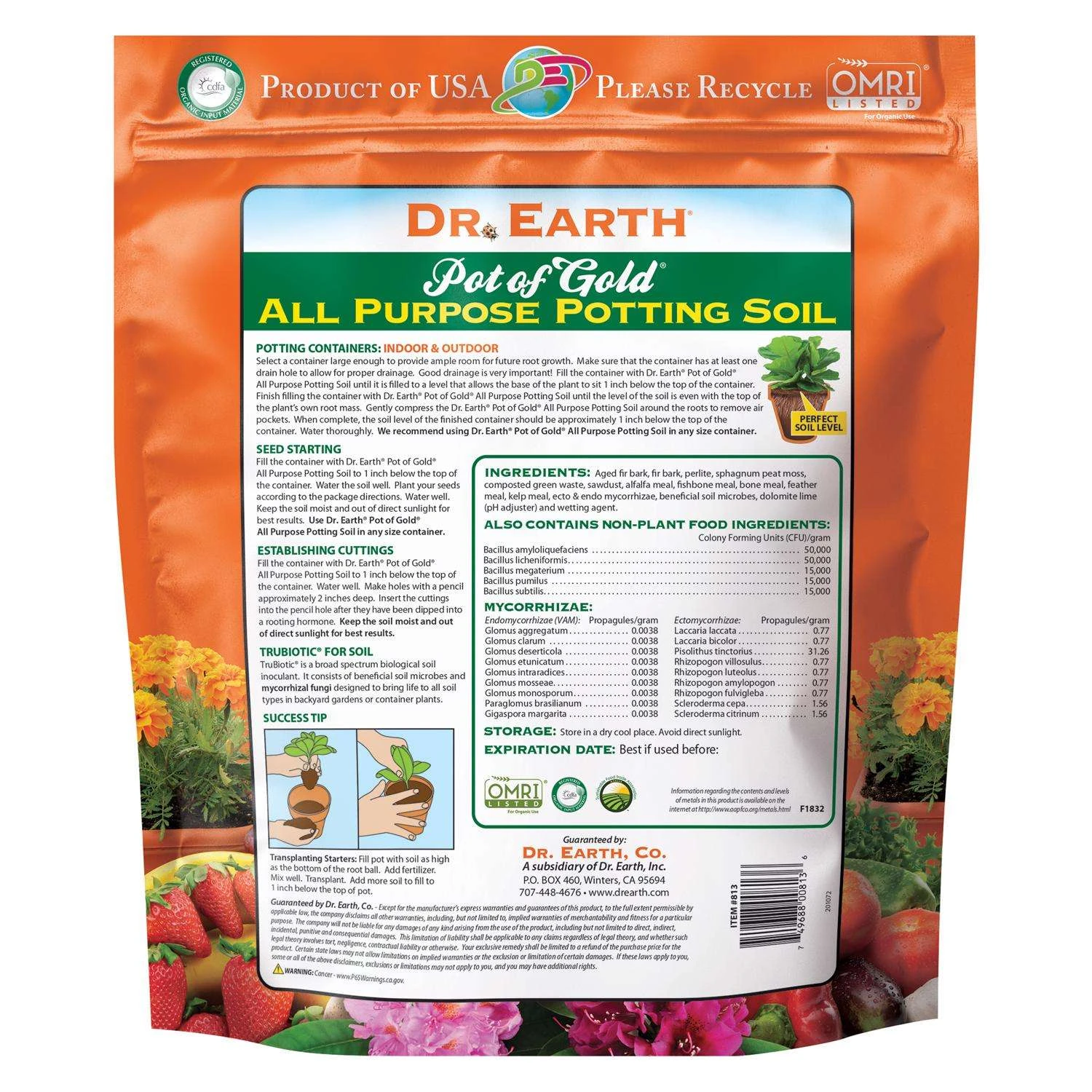Dr. Earth Pot Of Gold Organic All Purpose Potting Soil 8 Qt 4 Dr. Earth Pot Of Gold Organic All Purpose Potting Soil 8 Qt - Image 2
