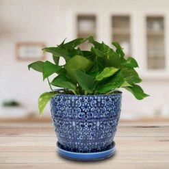 Trendspot Mediterranean 8.5 In. H X 10 In. W X 10 In. D X 10 In. D Ceramic Planter Blue -ORBIT || ACE || TORO Shop fa7ca41b 7b5d 4a88 94c2 9f06b3908de9