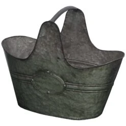 Avera Products 11 In. H X 13 In. W X 7.3 In. D Galvanized Metal Planter Gray