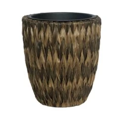 Infinity 16.5 In. H X 15 In. D PP Plastic Twisted Banana Leaf Planter Brown