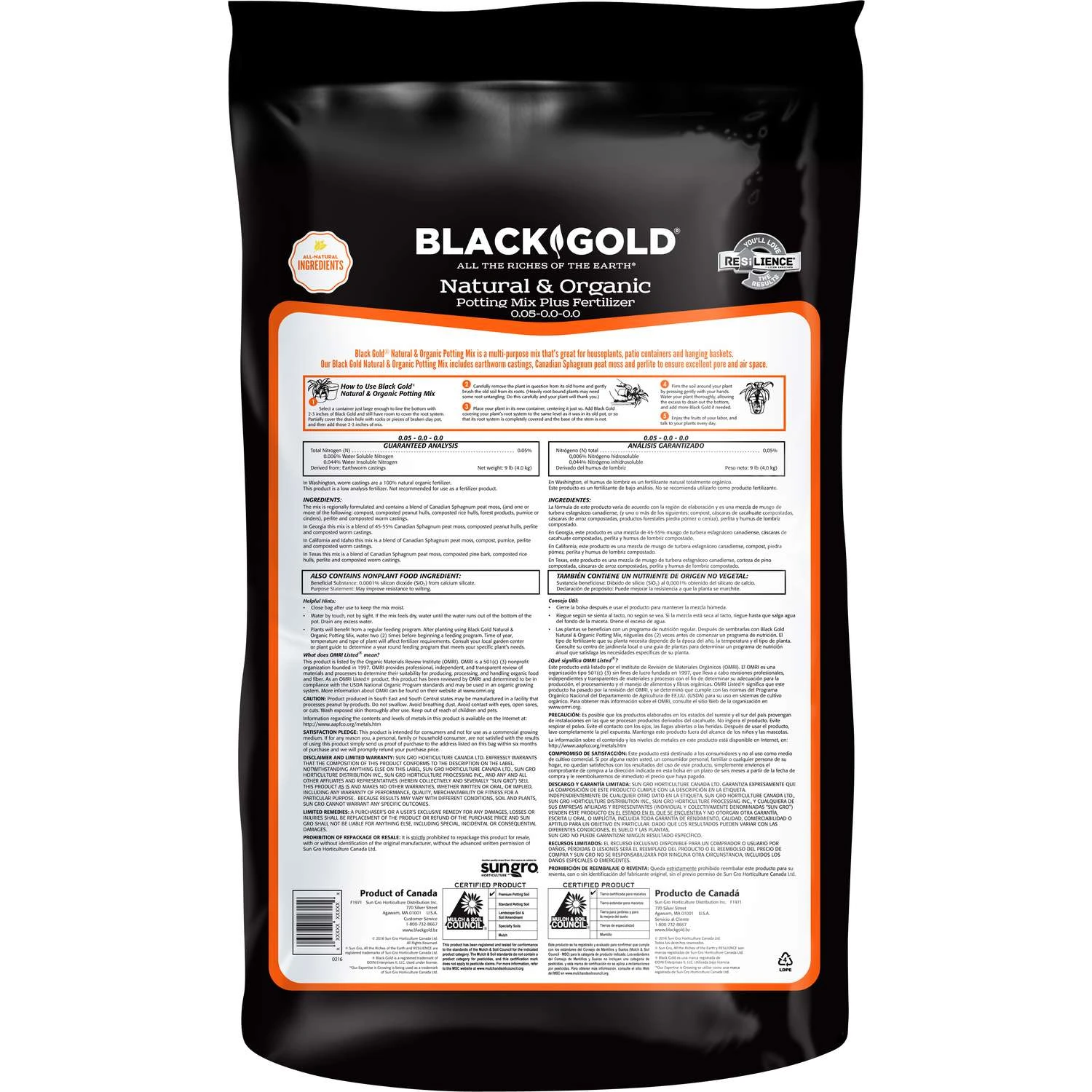 Black Gold Organic All Purpose Potting Mix 16 Qt 5 Black Gold Organic All Purpose Potting Mix 16 Qt - Image 3