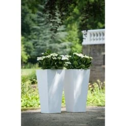 Novelty Artstone 19.5 In. H X 10.3 In. W X 10.3 In. D Resin Ella Tall Planter White -ORBIT || ACE || TORO Shop fe80c402 c081 4e93 b2ec eefba241c373